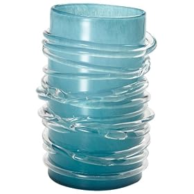 Zodax Curacao Blue Glass Hurricanes Vase, Short