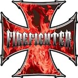 12 Inferno Red Maltese Cross Firefighter Decal REFLECTIVE