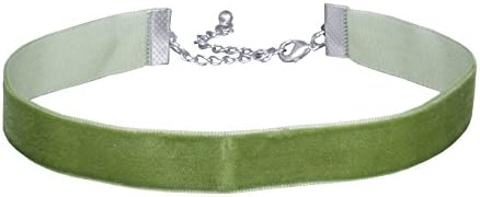 Basic Curve Velvet Choker Necklace Apple Green