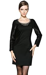 Beaded Scoop Neck Cotton/Silk  Dress