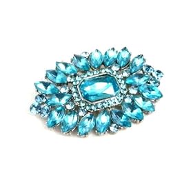 Blue & Clear Austrian Rhinestone Flower Silver-Tone Brooch Pin