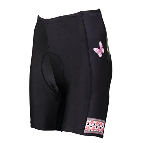 Paladin Women's Cycling Shorts With Inner Padded Butterfly Pattern Black Bike Shorts