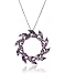 Sterling Silver Amethyst Leaf Design Circle Pendant