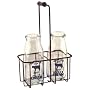 Vintage Glass Cream Bottles w/Carrier