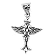 Sterling Silver Pendant - Winged Cross - 27mm Height - Oxidized
