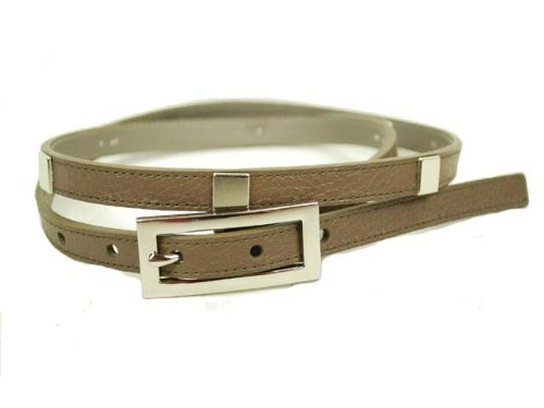 Alfani Women’s Narrow Leather Belt Taupe L