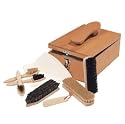 Shoe Shine Box, beech wood with shoe handle, Dimensions: l 34.5 x w 23 x h 14 cm