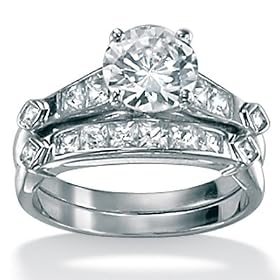 2-Piece DiamonUltra&trade; Cubic Zirconia Platinum Over Sterling Silver Bridal Set: Jewelry