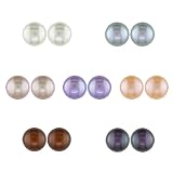 10K Yellow Gold Multi-Color Freshwater Cultured Pearl (8-9mm) Boxed Earrings Set