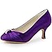 ELEGANTPARK Women Pumps Mid Heel Closed Toe Brooch Ruched Satin Evening Prom Wedding Shoes