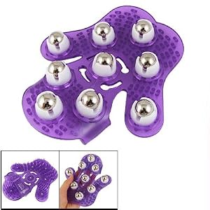 Rosallini Metal Rolling Ball Massage Full Body Beauty Massager Glove Purple