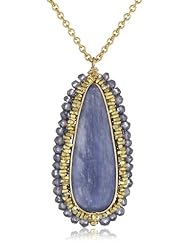 Dana Kellin Kyanite Medallion Wrapped with Mystic Blue Rondelles on Chain Necklace