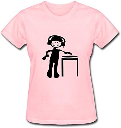 Custom Women T Shirt Disc Jockey Djing T Shirt Short Sleeve Pink Large