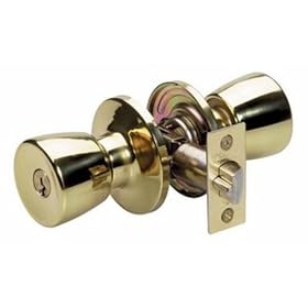 Master Lock TUMOB103 Tulip Keyed Entry Mobile Home Door Knob, Polished Brass