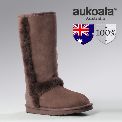 Aukoala Snow Boots Australia Sheepskin Warm Eurpoa For Womens_Chocolate_Us Size 5 On Sale