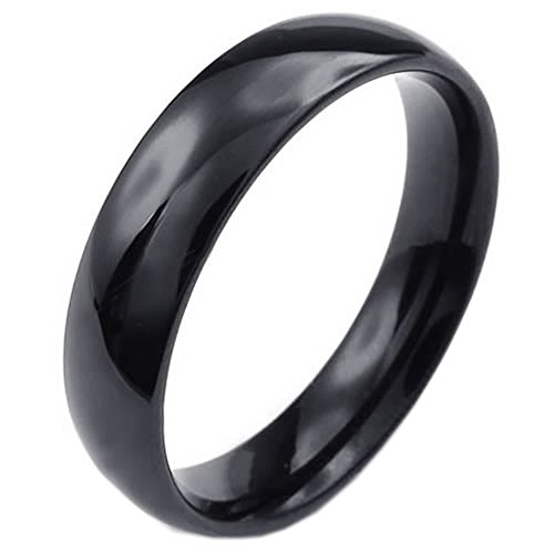 KONOV Mens Womens Stainless Steel Ring, 5mm, Comfort Fit Band, Black
