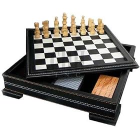 Click here to buy 11 Inch 7-in-1 Black Leatherette Game Set.