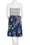 Crafty Coulture Smocked Tube Top Contrast Floral Print Wrap Tie Dress Gray