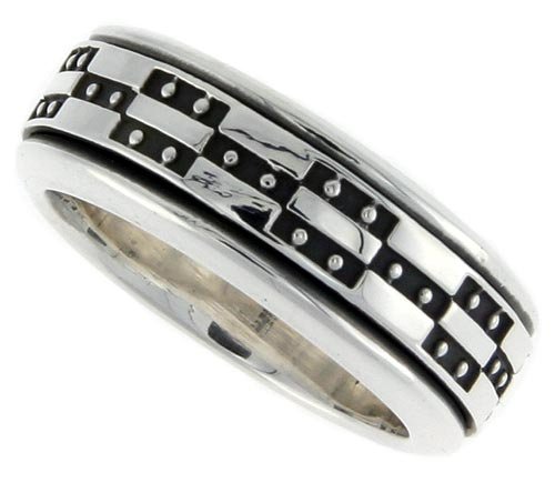 3 8 Sterling Silver Geometric Design Spinner Ring