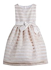 Girls Striped Print Organza/Polyester/Satin Sleeveless Knee Length  Flower-Girl Dress/Pageant Dress  With a Bow(s) and a Sash 