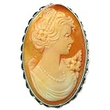 CameoPinPendant,Beautiful,Italian,925SterlingSilverFramed,MasterCarved,CarnelianConchShell,ReflectionofYouth