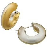 18kt Yellow Gold and Platinum Fashion Hoop Earrings