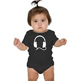 Baby Rock 'n Roll One-Piece, Headphones (White), Black, 6-12