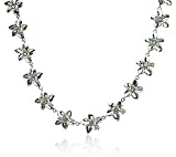Sterling Silver Flower Necklace w/ Peridot by Zina, 17"