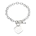 Stainless Polished Heart with Center Cross Toggle Bracelet, 7.5