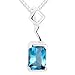 Radiant Cut London Blue Topaz Pendant Necklace Sterling Silver