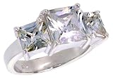 Sterling Silver 3.0 Carat Size Princess Cut Cubic Zirconia Bridal Ring (Available in Sizes 6 to 10)