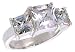 Sterling Silver 3.0 Carat Size Princess Cut Cubic Zirconia Bridal Ring (Available in Sizes 6 to 10)
