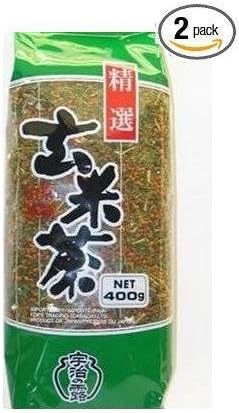 Ujinotsuyu Japanese Loose Brown Rice Green Tea - Twin Packs - 2x 14.01 Oz - Genmai Cha (Genmaicha) by Ujinotsuyu