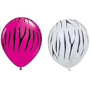Set of 12 Hot Pink and White Zebra Stripe Balloons