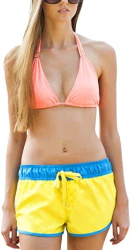 Ladies'Summer Beach Leisure Quick Dry Swim Sport Boardshort Pant Yellow XL