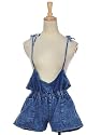 Anna-Kaci S/M Fit Denim Blue Pocketed Overalls w Adjustable Racerback Straps