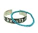 Buddha Jewelry, Set of Two Bracelets: Om Mani Padme Hum Mantra Buddhist Bracelet with Accent Turquoise Beads Stretchy Bracelet 