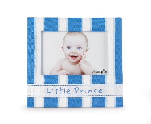 Mud Pie Baby Little Prince Photo Frame, Striped Fabric