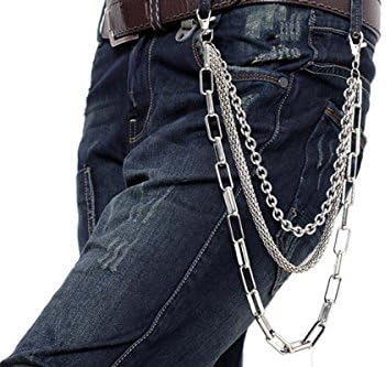 TANZK Unisex Alloys Plating Silvery Jeans Chains Hip Hop Trouser Chain
