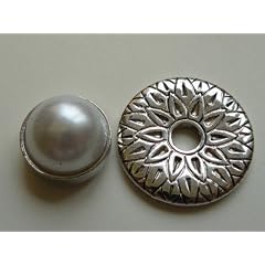 Maddys Ring Zauber Basis Top XL f. Wechselring weisse Perle & Silber Scheibe 2 Teile!
