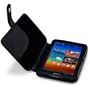 SAMSUNG GALAXY TAB 7.0 PLUS PU LEATHER FOLIO CASE WITH PASSPORT HOLDER - BLACK + QUBITS MICROFIBRE CLEANING CLOTH