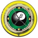 New Trademark 8-Ball 14-Inch Neon Wall Clock High Polished Chrome Finish Molded Resin Housing