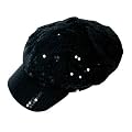M�tze Hut Ballonm�tze Schwarz Black Hat Pailletten Schlager Schlagerparty Disco