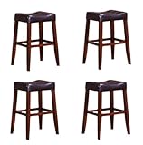 4 24" Saddle Back Espresso Kitchen Counter Bar Stools