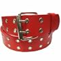 MENS/WOMENS RED TWO METAL ROW PUNK LEATHER BELTS, SMALL