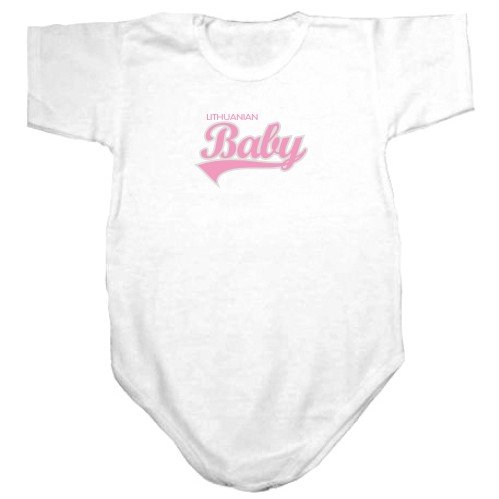 BABY BODYSUIT WHITE " LITHUANIAN SCRIPT " LITHUANIA 3 - 6 Months