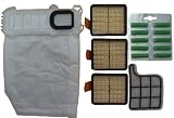 Mister vac A923 18 Staubsaugerbeutel Vlies geeignet Vorwerk Kobold VK 135 / 136 / drei Hepa Filter / Motorfilter / 10 Duftstäbchen, grün