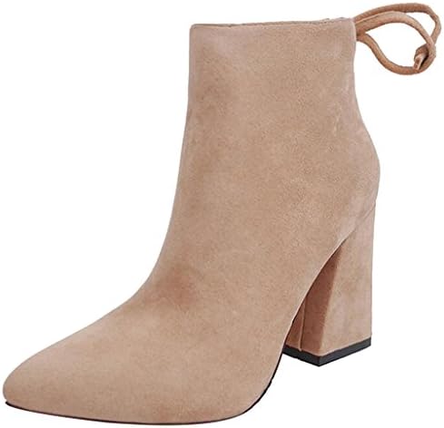 HighFS Women Fashion Elegant Side Zip Thick Heel Ankle Boots