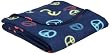 Northpoint 180 GSM Retro Printed Fleece Throws, Peace Sign on Navy