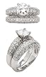 Sterling Silver Engagement or Wedding Band Ring Set with a 6mm Brilliant Round White Clear CZ Cubic Zirconia Boxed (Size 6,7,8)
